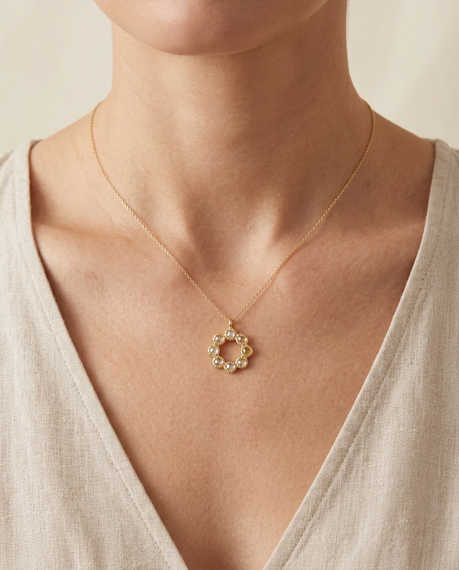 14KT Gold Diamond Pendant view 2