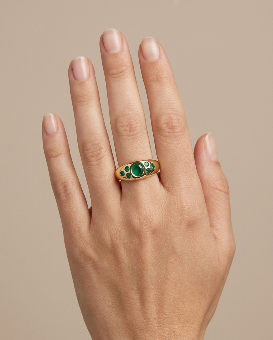 14KT Yellow Gold Emerald Ring view 2