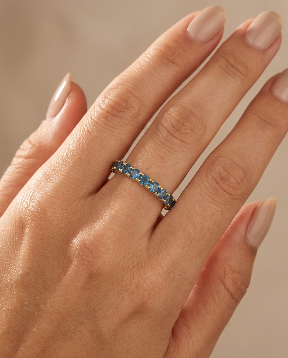 14KT Yellow Gold Blue Topaz Ring view 2