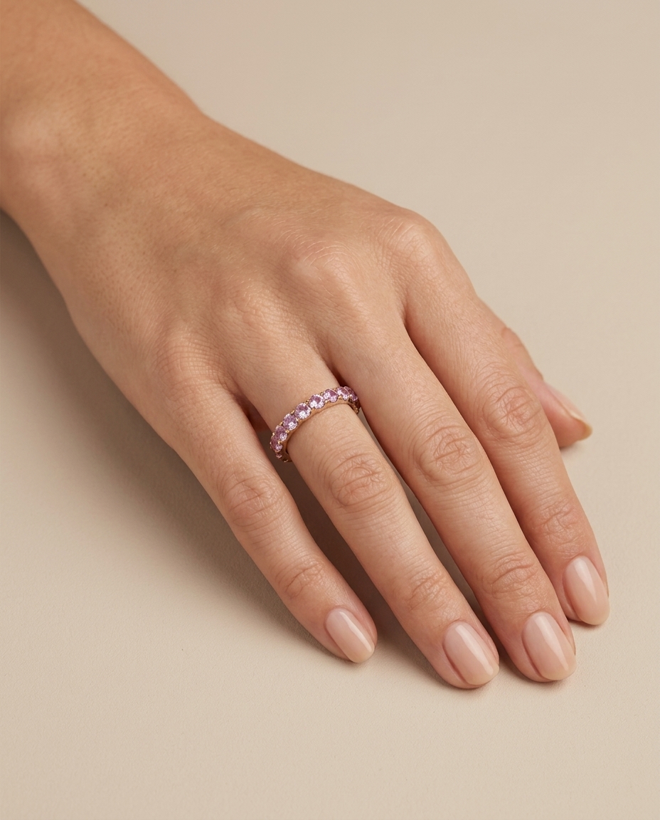 14KT Yellow Gold Pink Sapphire Ring view 2