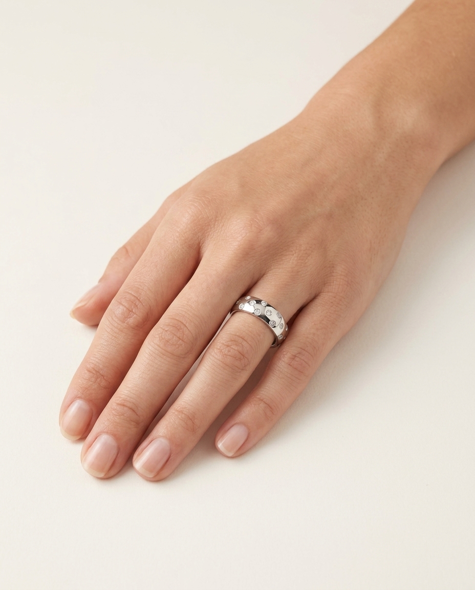 14KT White Gold Ring with Diamonds view 2