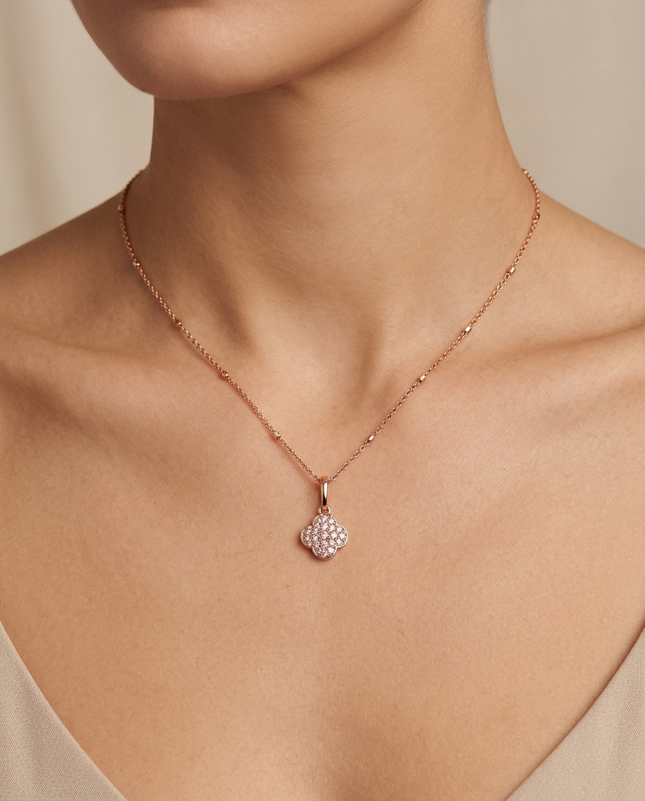 14KT Gold Flower Pendent with Diamonds view 2