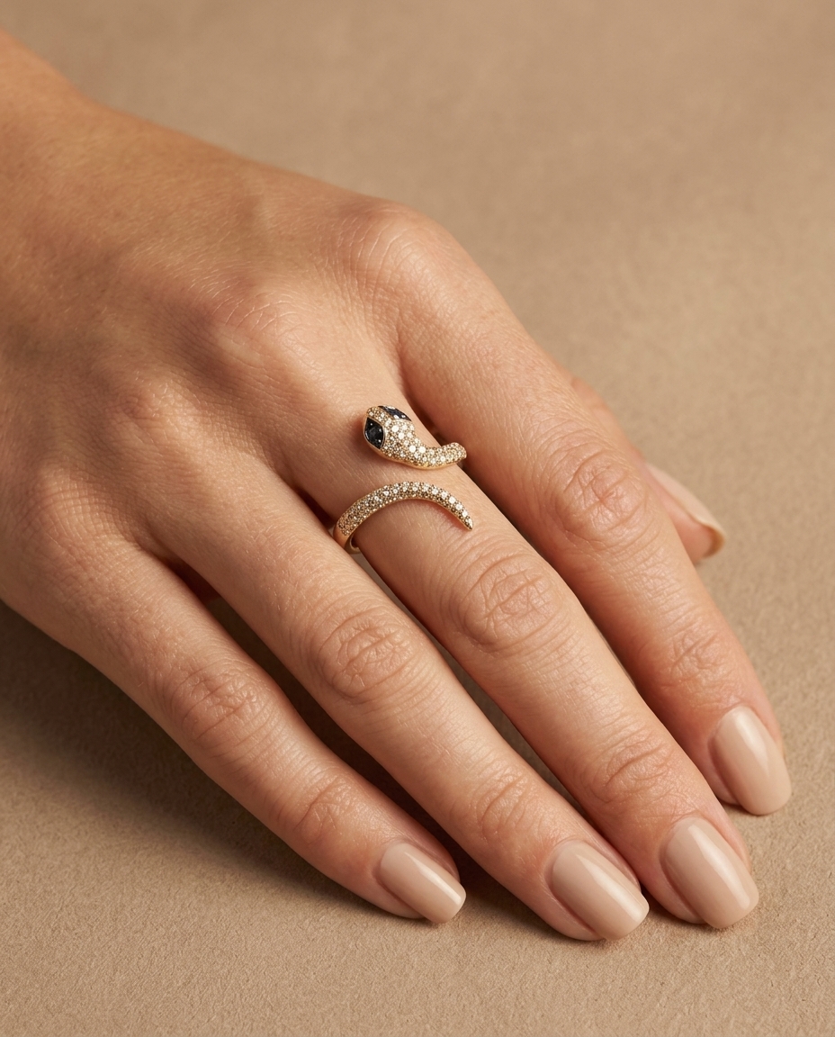 18KT Gold Blue Sapphire and Diamond Ring on model
