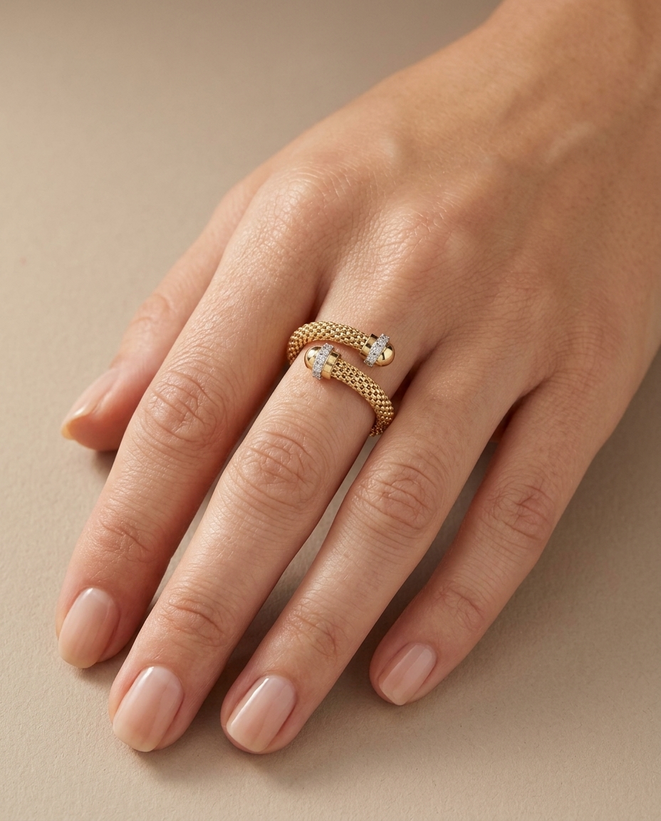 18KT Yellow Gold Diamond Ring view 2