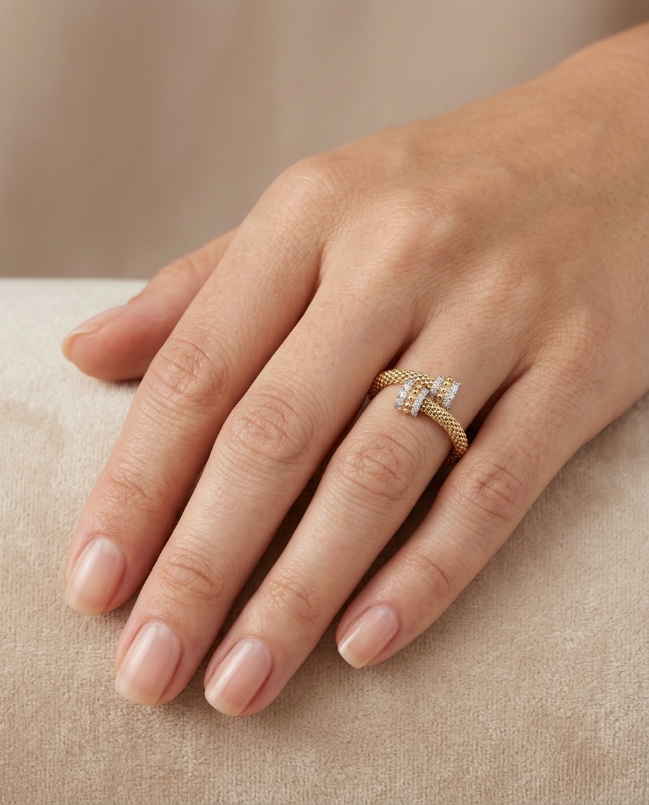 18KT Yellow Gold Diamond Ring view 2