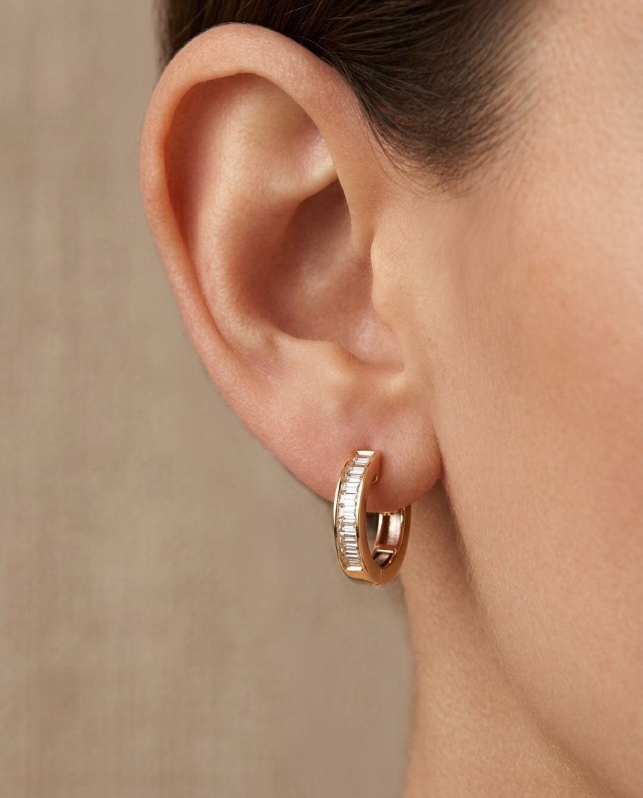 18K Yellow Gold Diamond Earring view 2