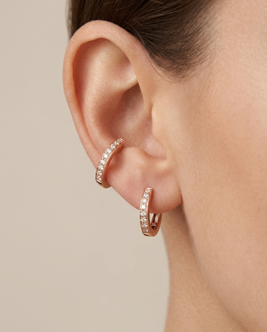 18K Rose Gold Diamond Earring view 2