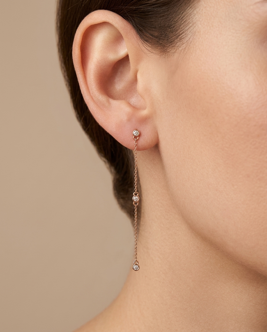 14KT Rose Gold Diamond Earring view 2