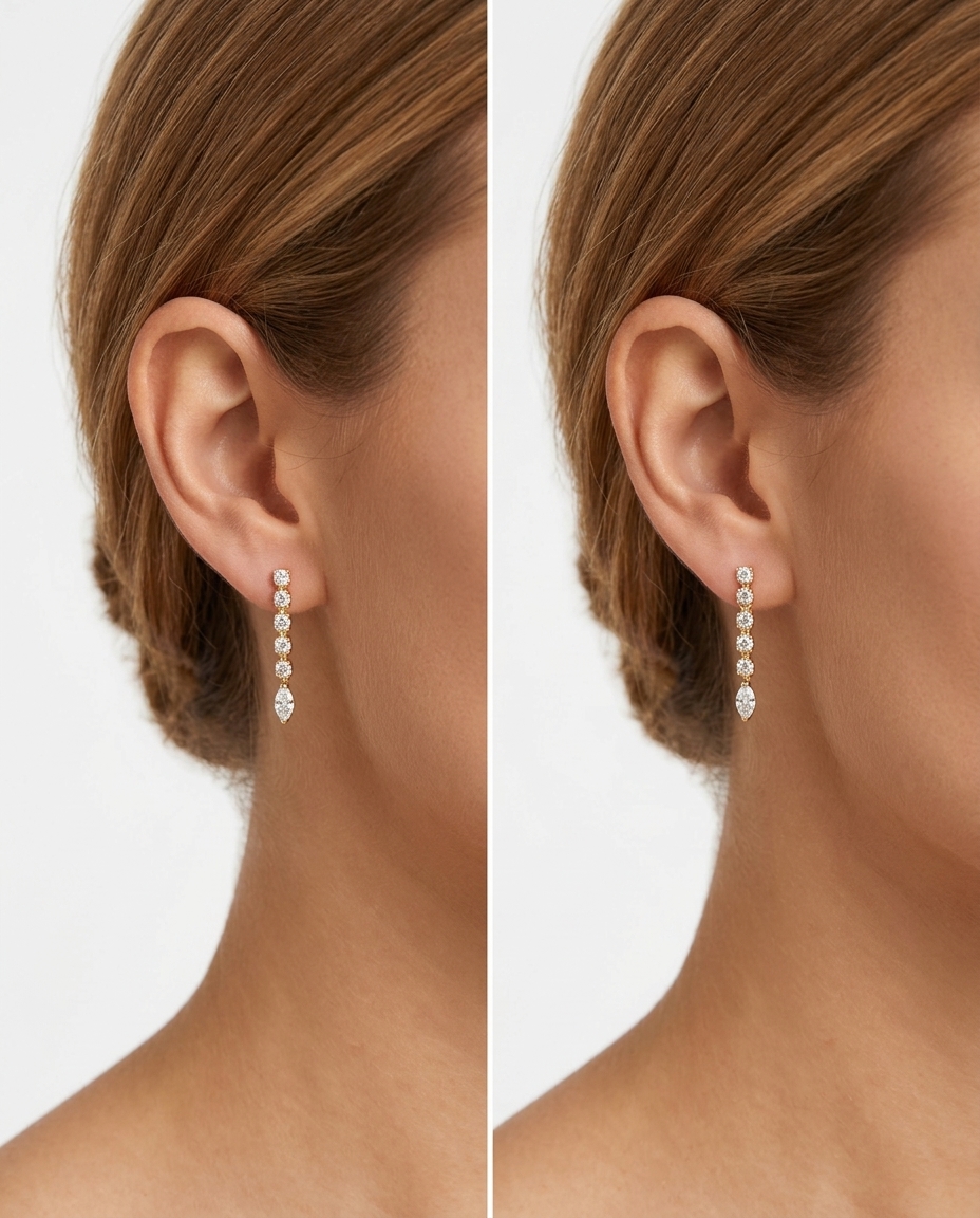 14KT Gold Diamond Dangling Earring view 2