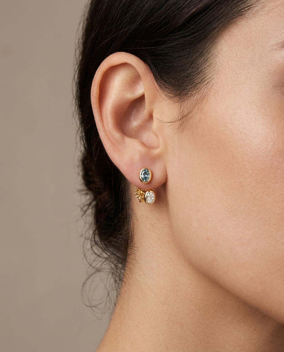 14KT Gold Diamond Earring view 2