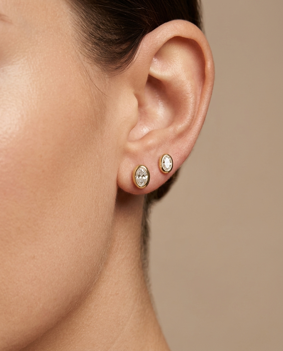 14KT Gold Diamond Earring view 2