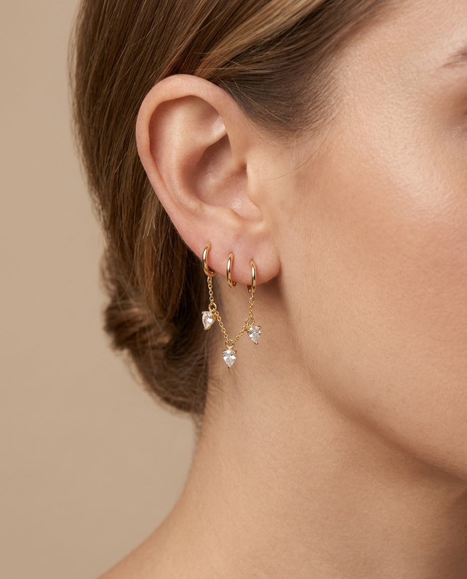 14KT Gold Diamond Dangling Earring view 2