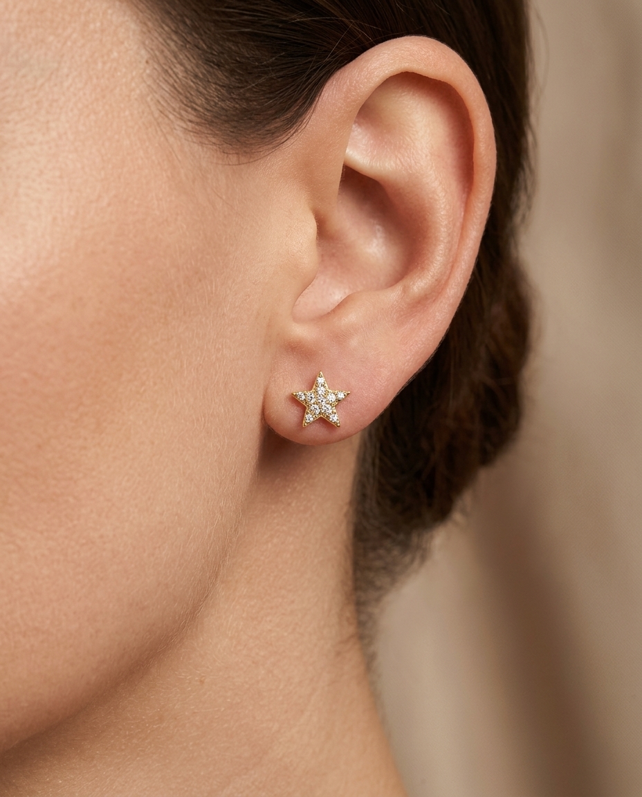 Diamond Star Ear Studs view 2