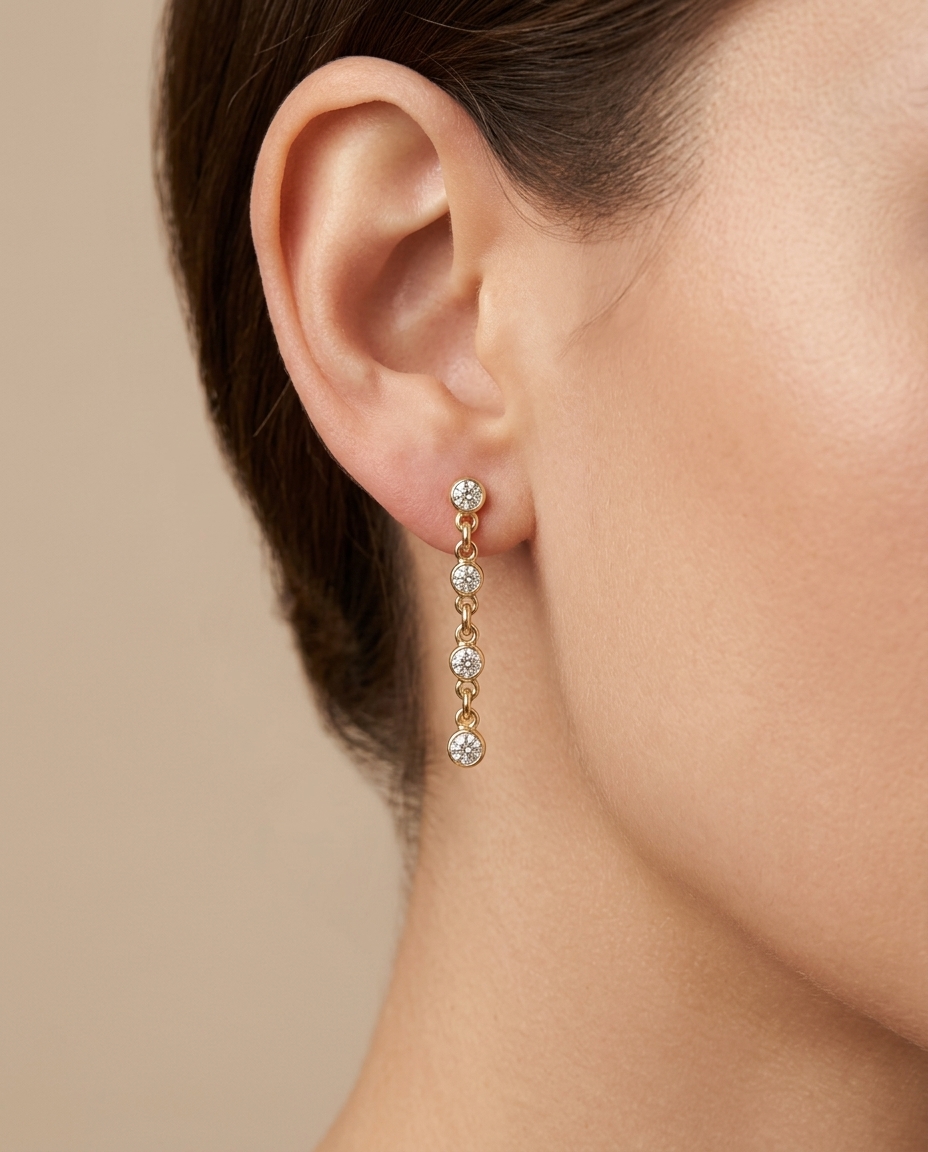 14KT Gold Diamond Dangling Earring view 2