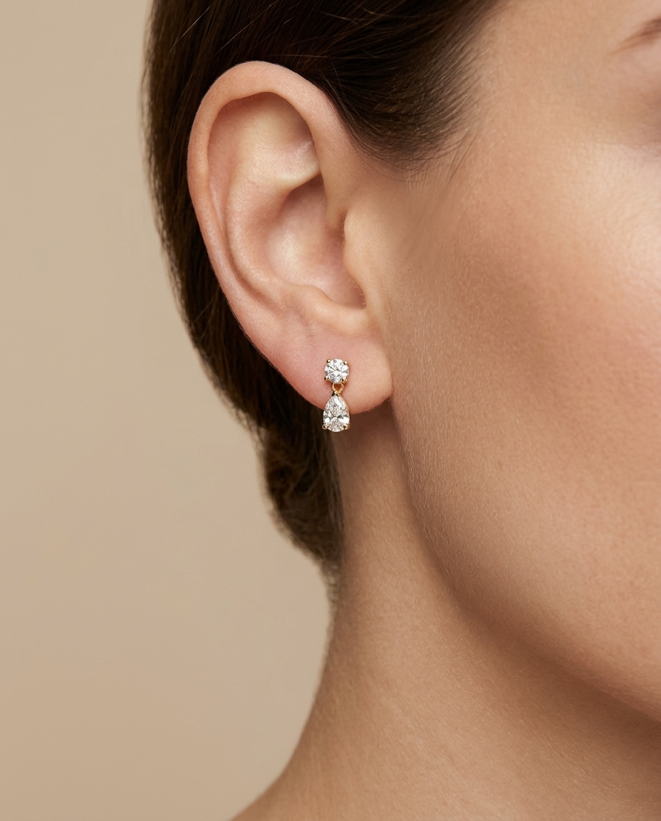 14KT Yellow Gold Diamond Earing view 2