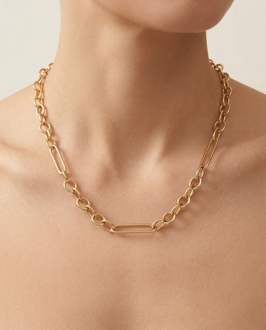 14KT Gold Paperclip Chain view 2