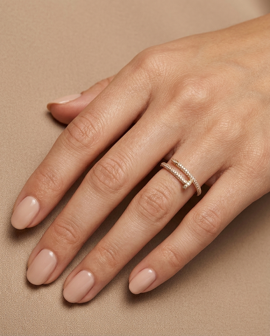 18KT Rose Gold Diamond Ring on model