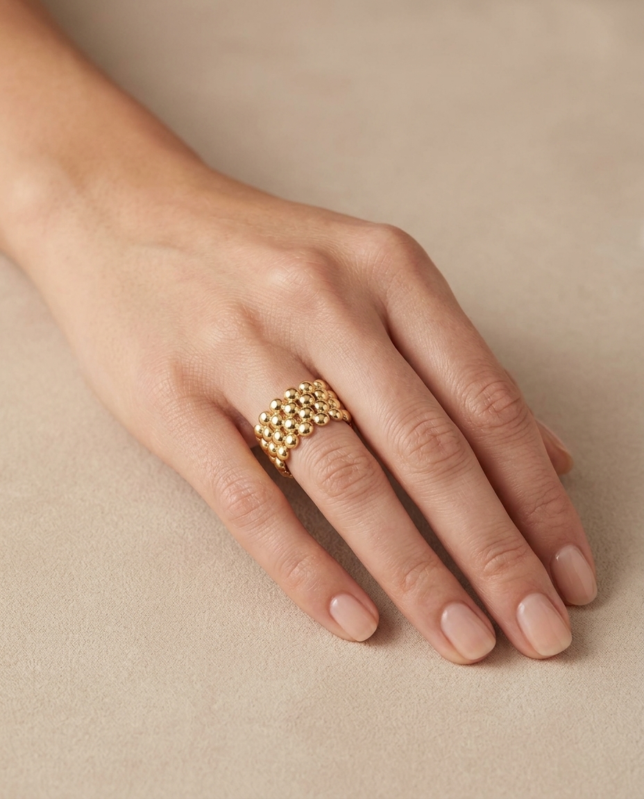 14KT Yellow Plain Gold Ring on model