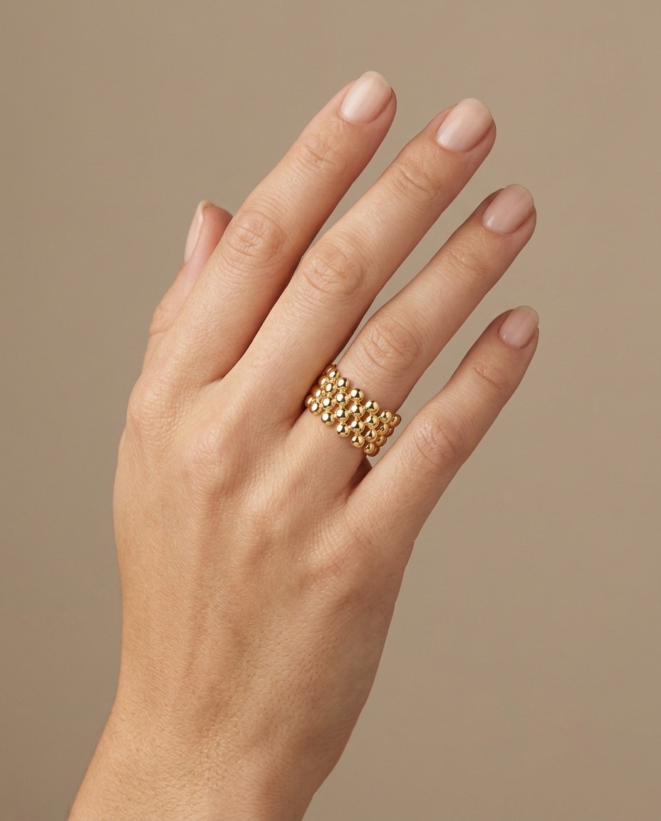 14KT Yellow Plain Gold Ring on model