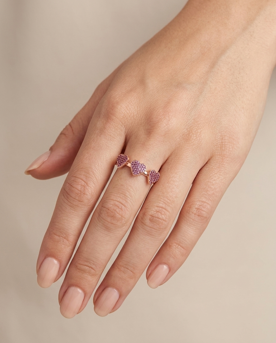 14KT Rose Gold Pink Sapphire Heart Ring view 2