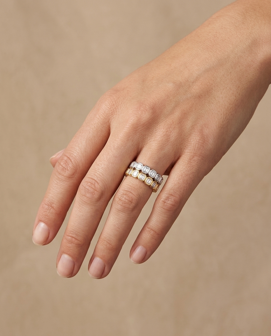 14KT Yellow Gold Emerald Cut Diamond Ring view 2