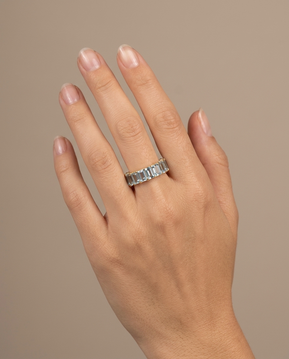 14KT Yellow Gold Aquamarine and Diamonds Ring view 2
