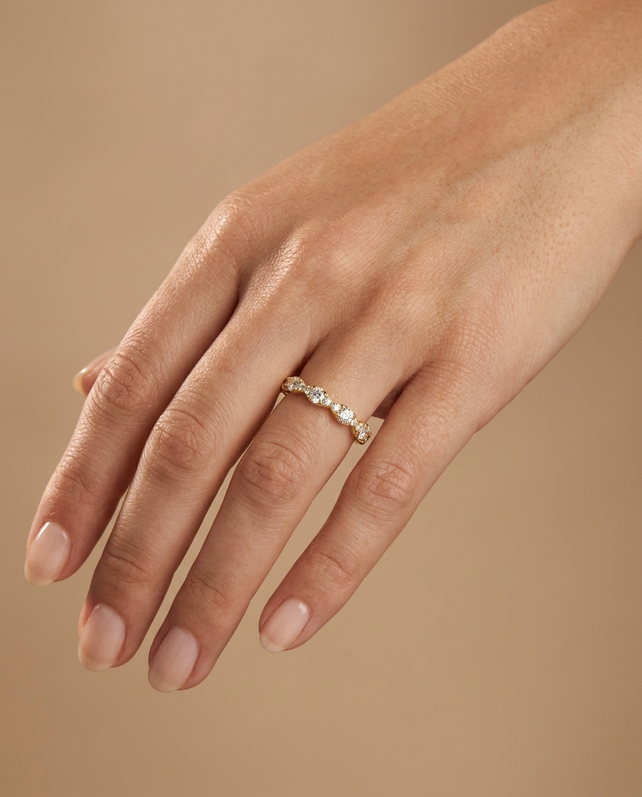 14KT Yellow Gold Diamond Ring on model