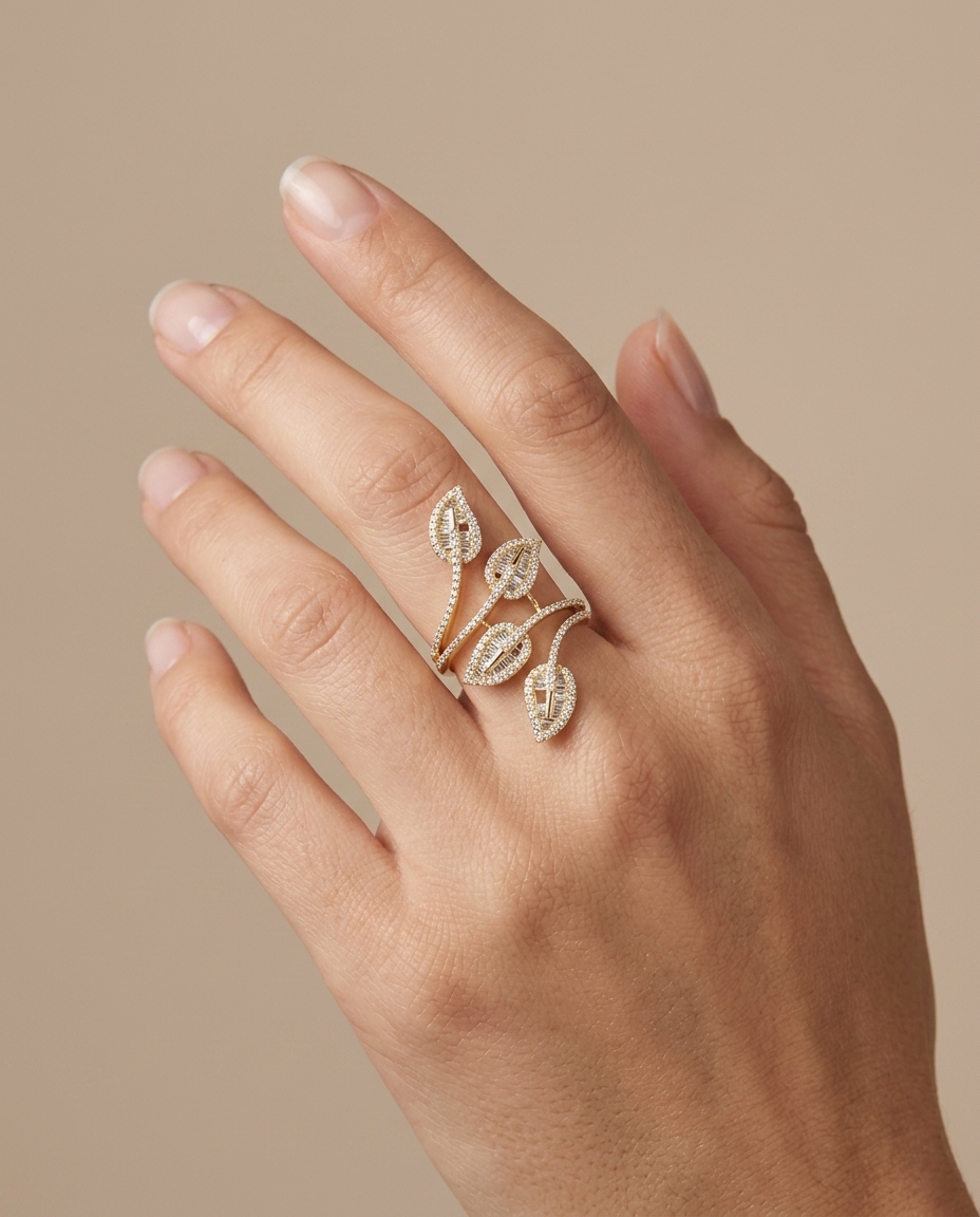 14KT Gold Diamonds Ring view 2