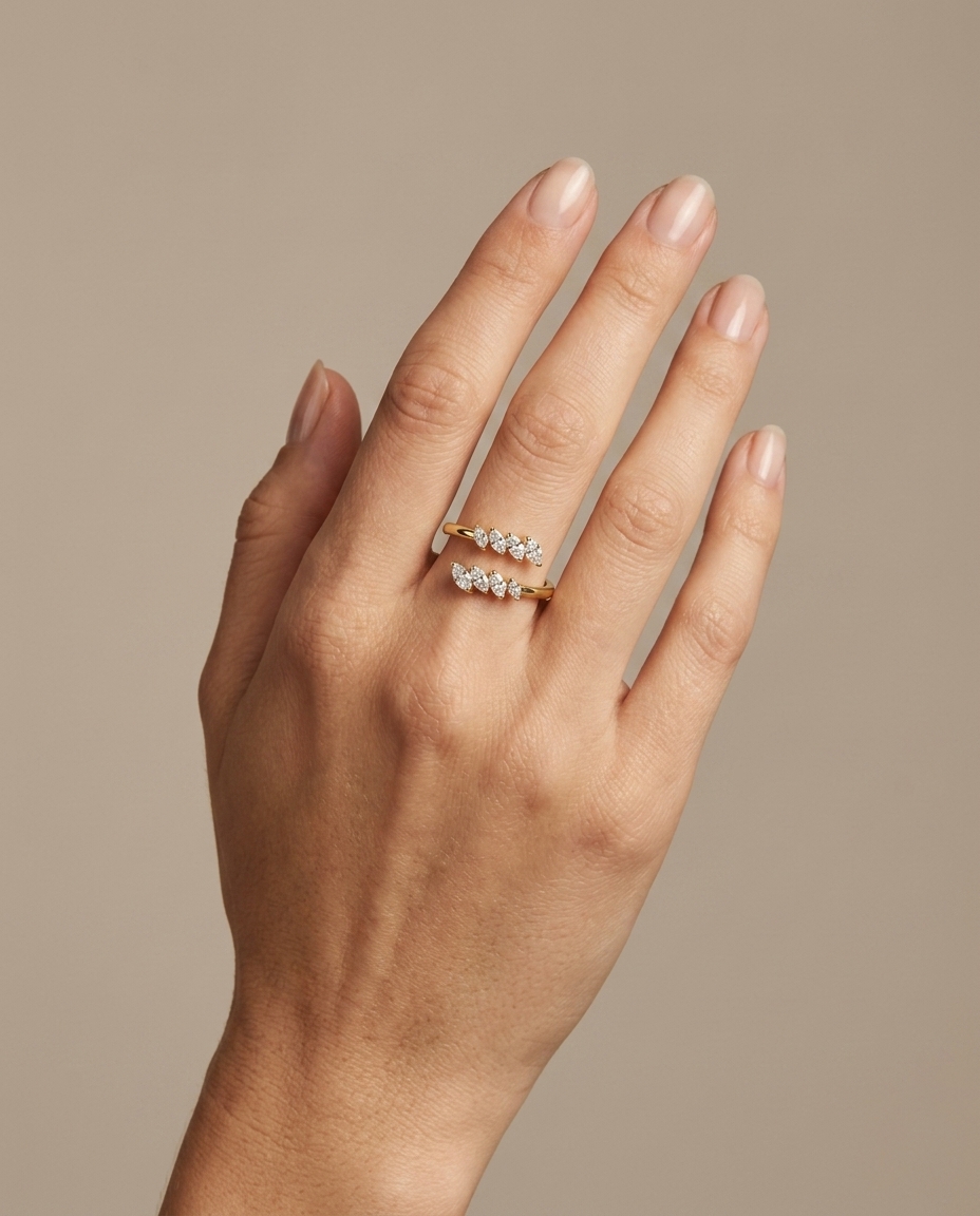 14KT Gold Wrap Around Diamond Ring view 2