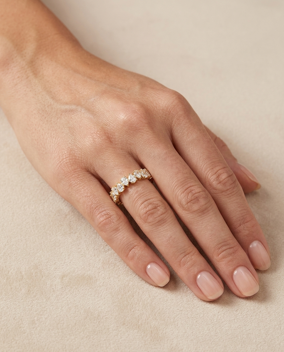 14KT Yellow Gold Diamond Ring on model