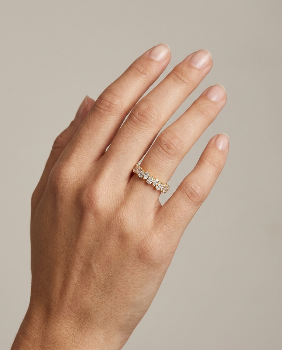 14KT Yellow Gold Diamond Ring on model