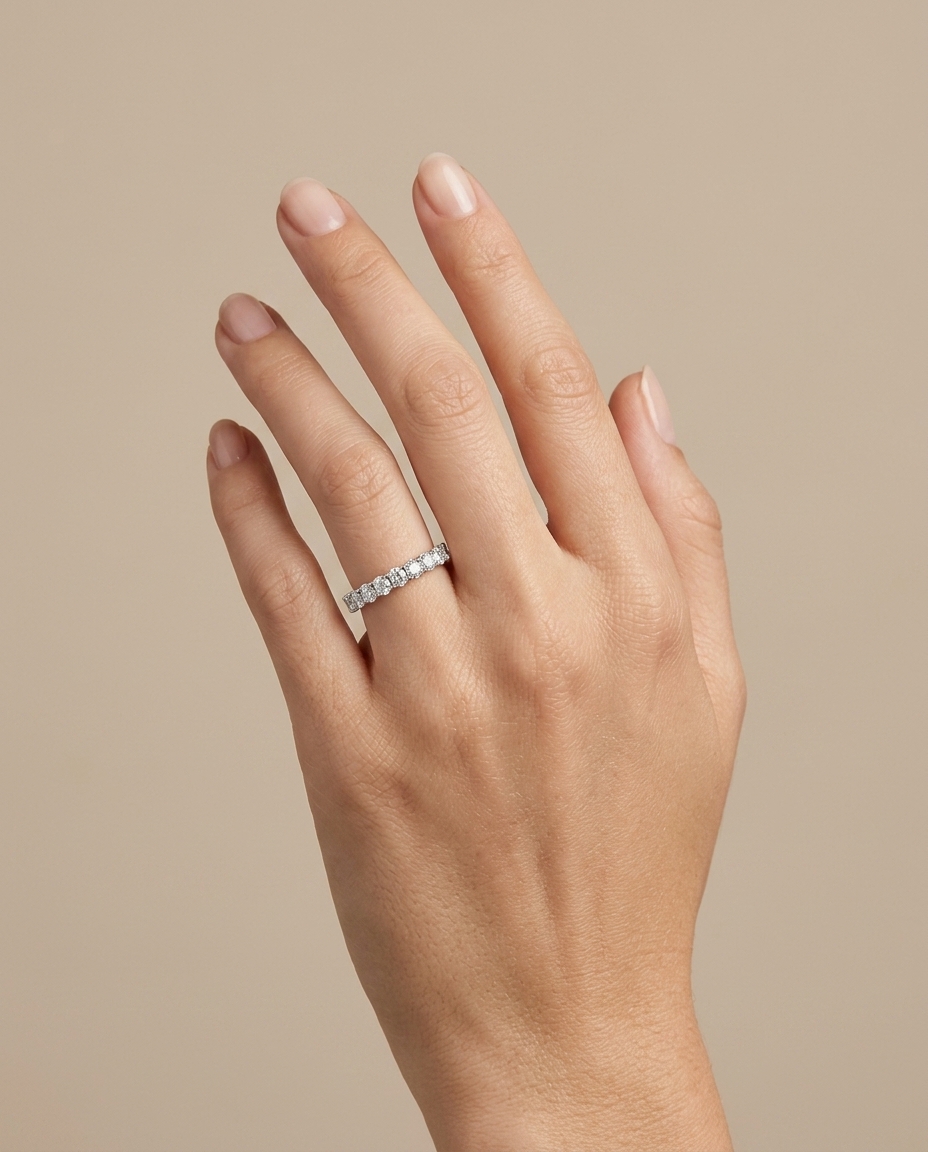 14KT Gold Diamond Eternity Half Band view 2