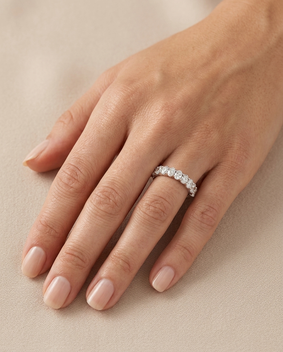 14KT Gold Diamond Eternity Half Band view 2