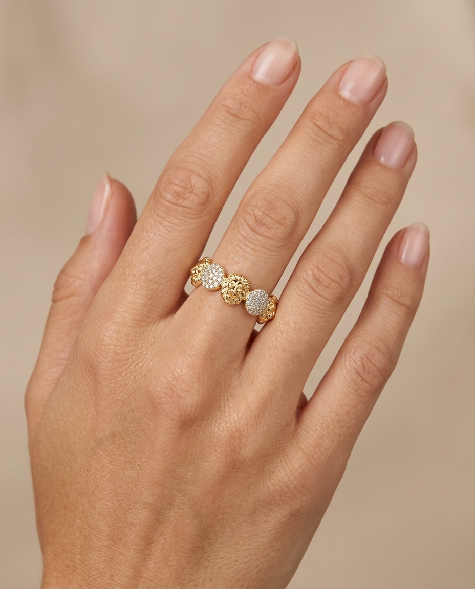 14KT Gold Pear Shape Diamond Ring on model