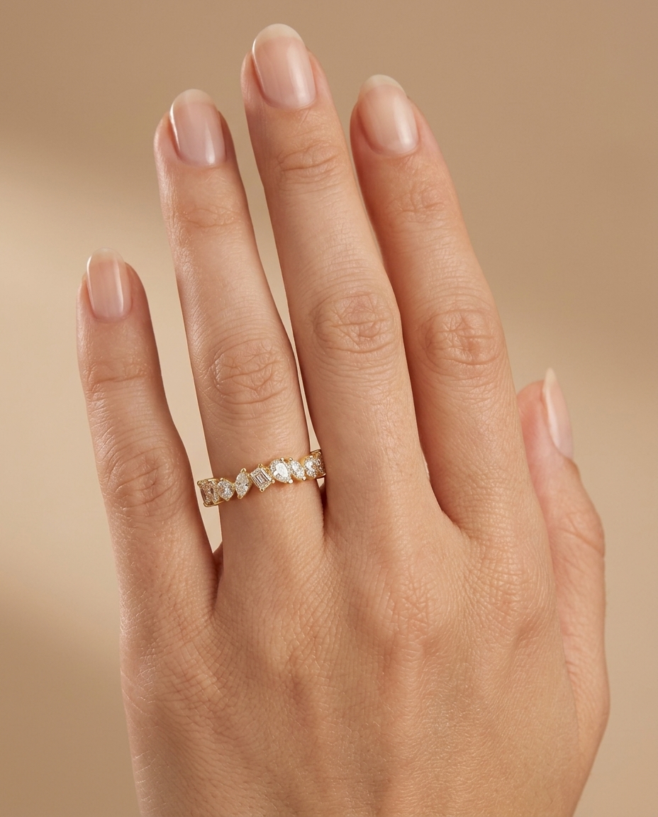 14KT Gold Heart Diamond Ring on model