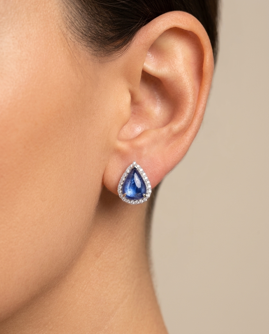 14KT White Gold Pear Shape Tanzanite and Diamond Ring view 2