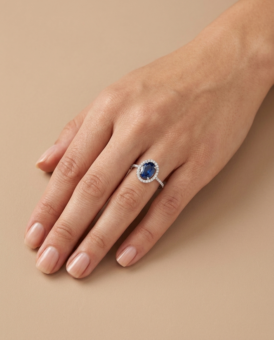 14KT White Gold Kyanite and Diamonds Ring view 2
