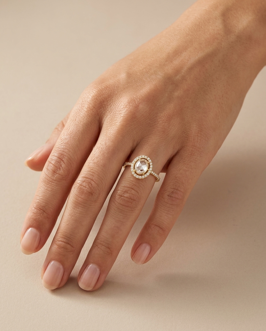 14KT Yellow Gold Diamond Slice Ring view 2