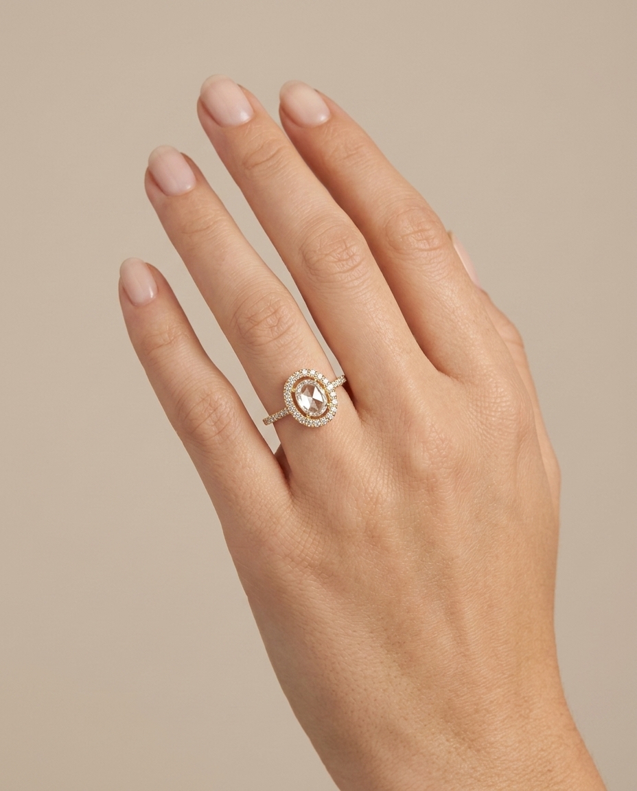 14KT Yellow Gold Diamond Slice Ring view 2