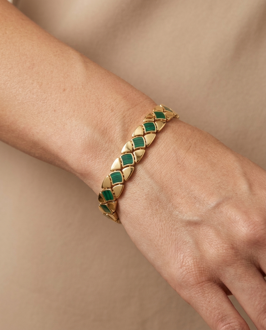 14KT Gold Melakite Link Bracelet view 2