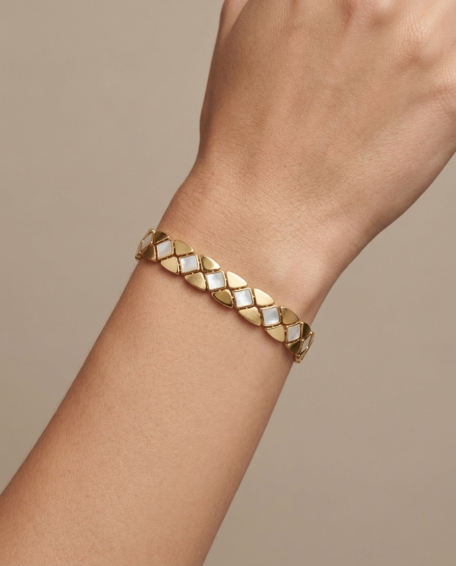 14KT Gold Mother of Pearl Bracelet view 2