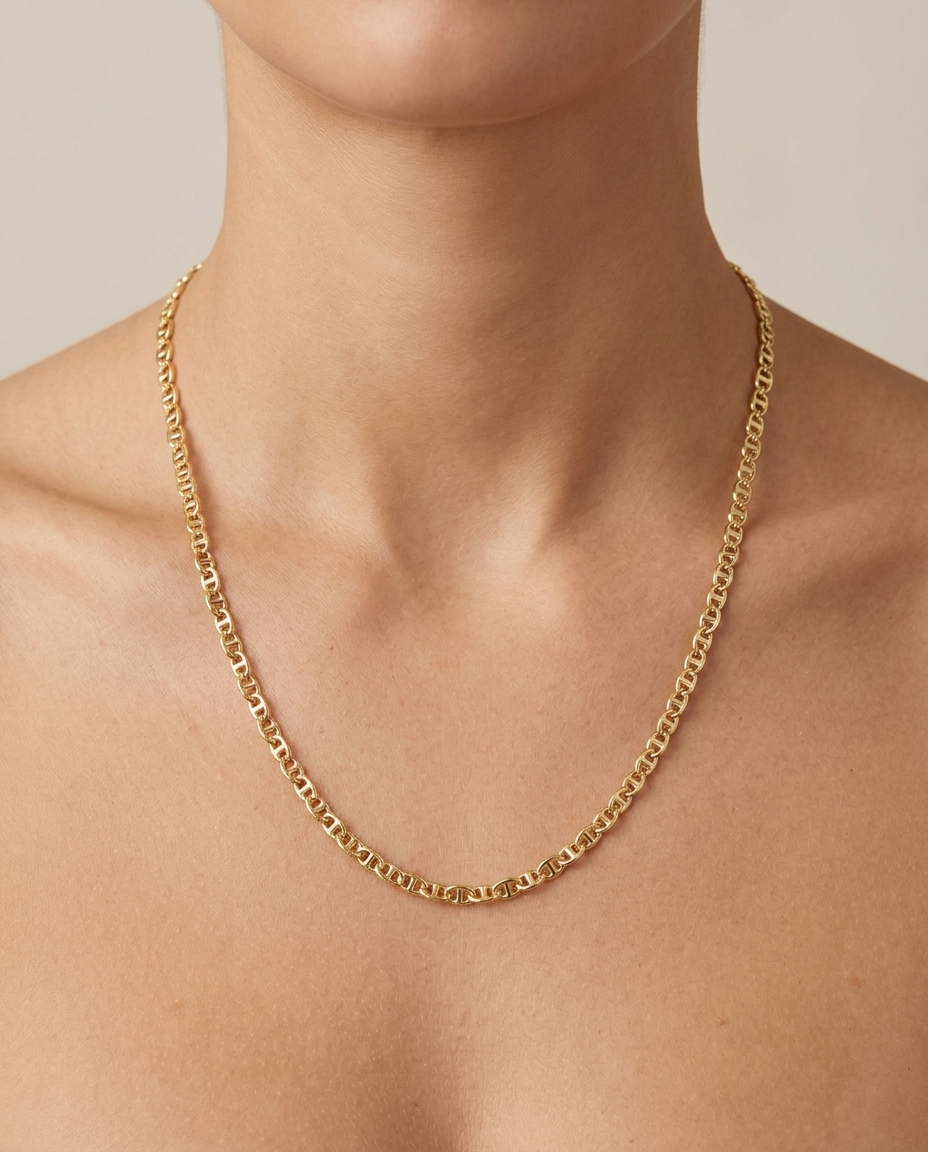 14KT Gold Mariner Link Chain Necklace view 2
