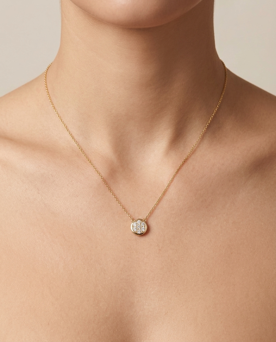 14KT Yellow Gold Diamond Necklace view 2