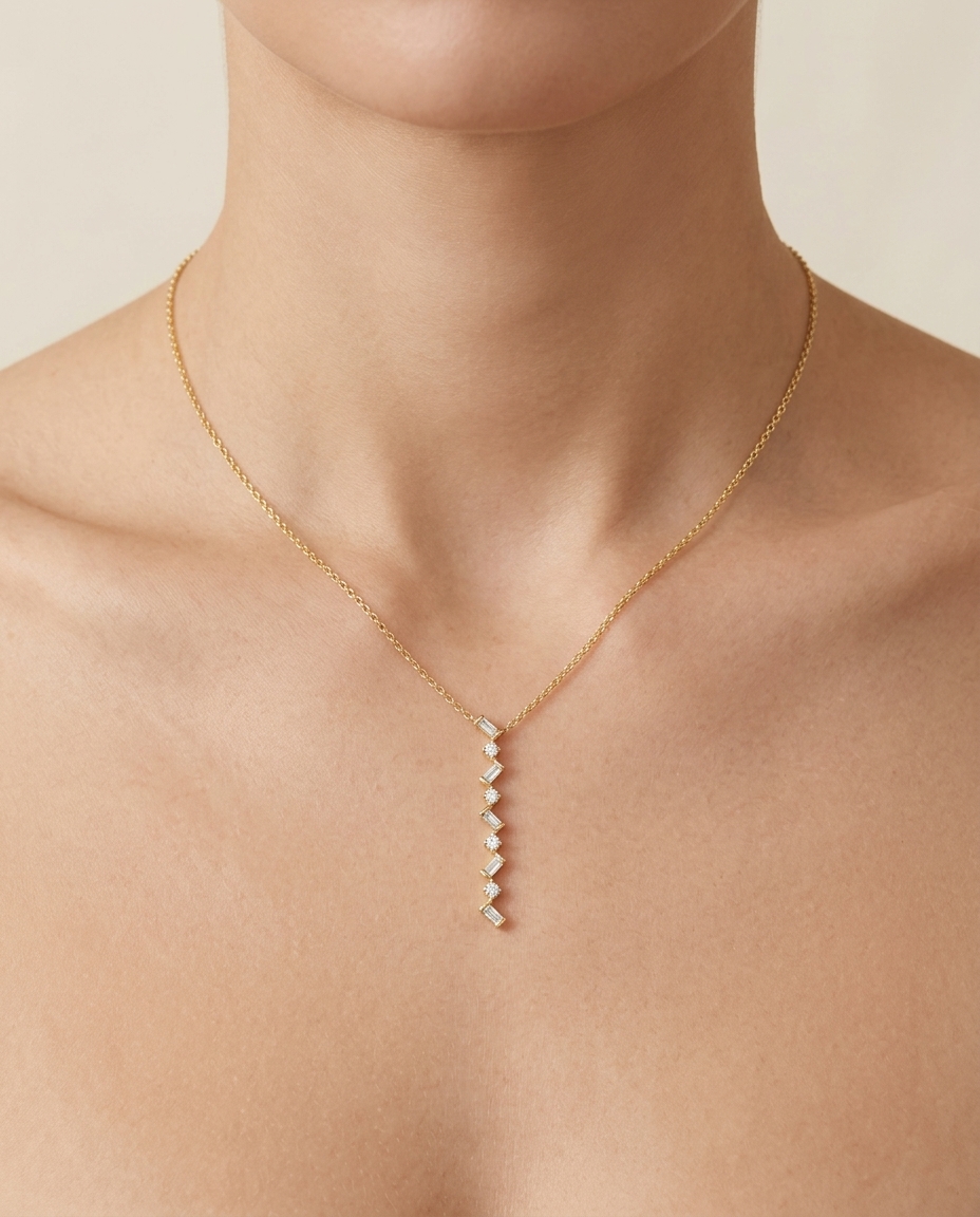14KT Yellow Gold Diamond Pendant Necklace view 2