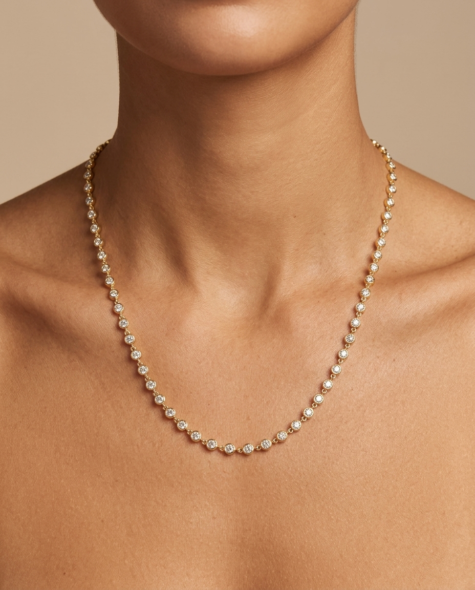 14KT Gold Diamond BY the Yard Necklace view 2