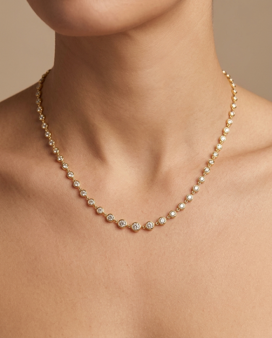 14KT Gold Diamond BY the Yard Necklace view 2