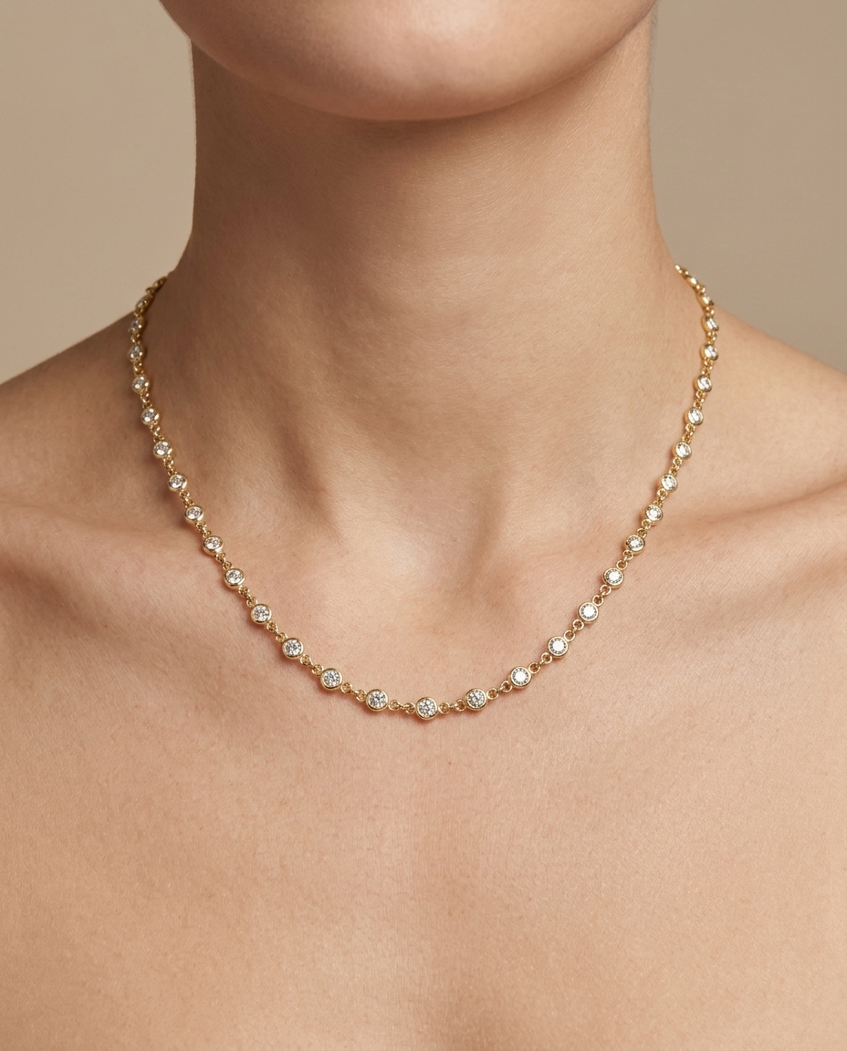 14KT Gold Diamond BY the Yard Necklace view 2