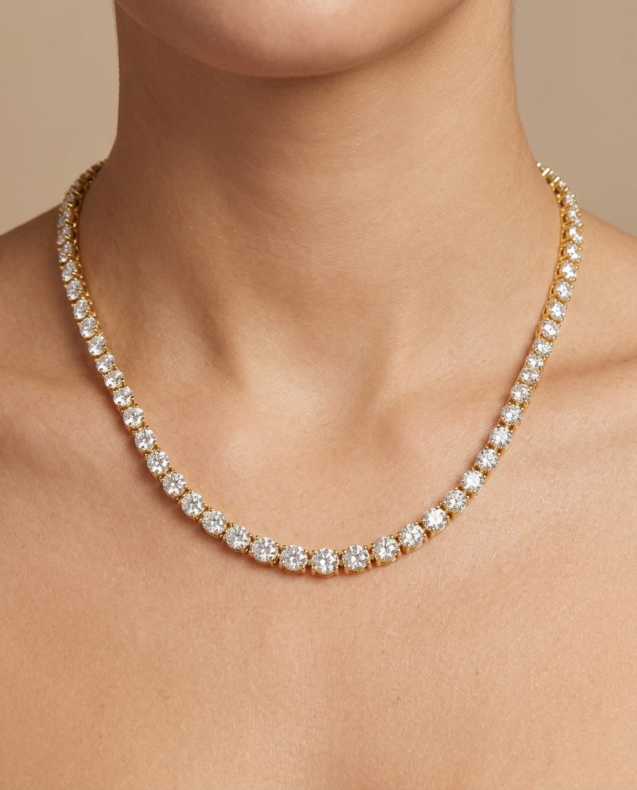 14KT Yellow Gold Diamond Necklace view 2