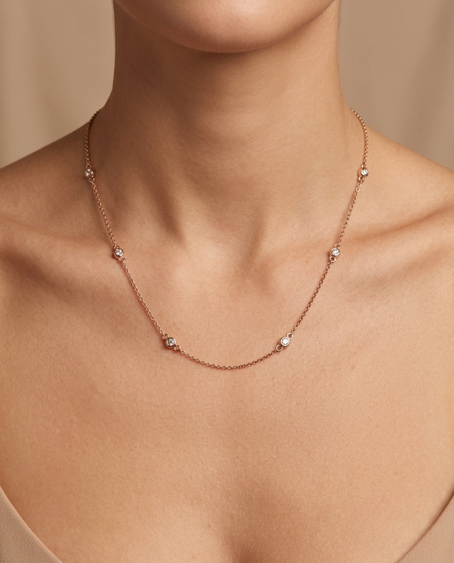 14KT Gold Diamond BY the Yard Necklace 0.35 Cts view 2