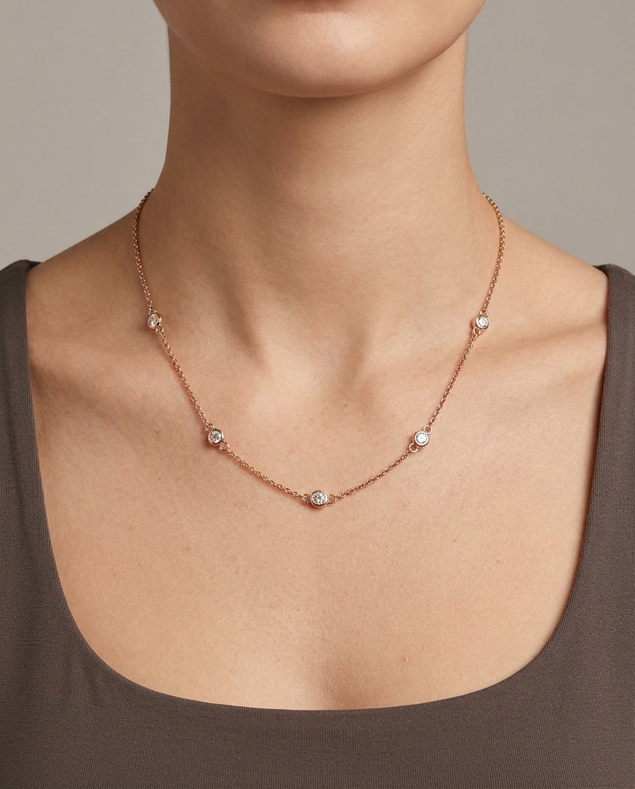 14KT Gold Diamond BY the Yard Necklace 0.35 Cts view 2